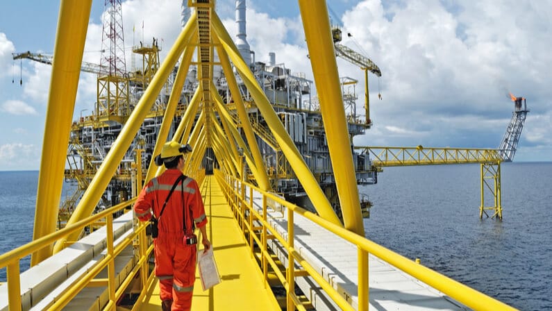 Offshore worker checking the area