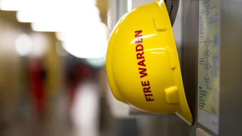 fire warden yellow safety helmet