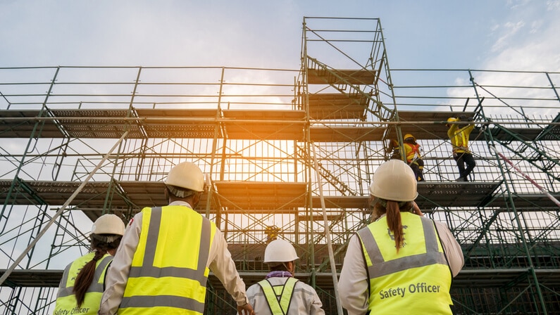 group of engineer checking scaffolding